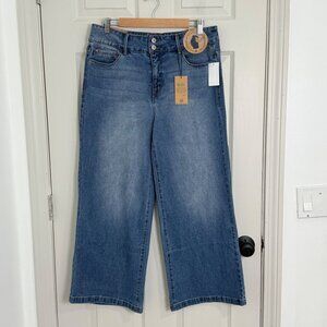 Curve Appeal High Rise Wide Leg Jeans Womens 12/31 Blue NWT Stretch Boho Y2K